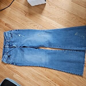 Express 70s flare mid rise flexx hyper stretch, size large, 12/14/16